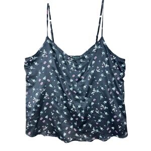Wild Fable Black Satin Camisole V Neck Y2K‎ coquette floral dark fairy